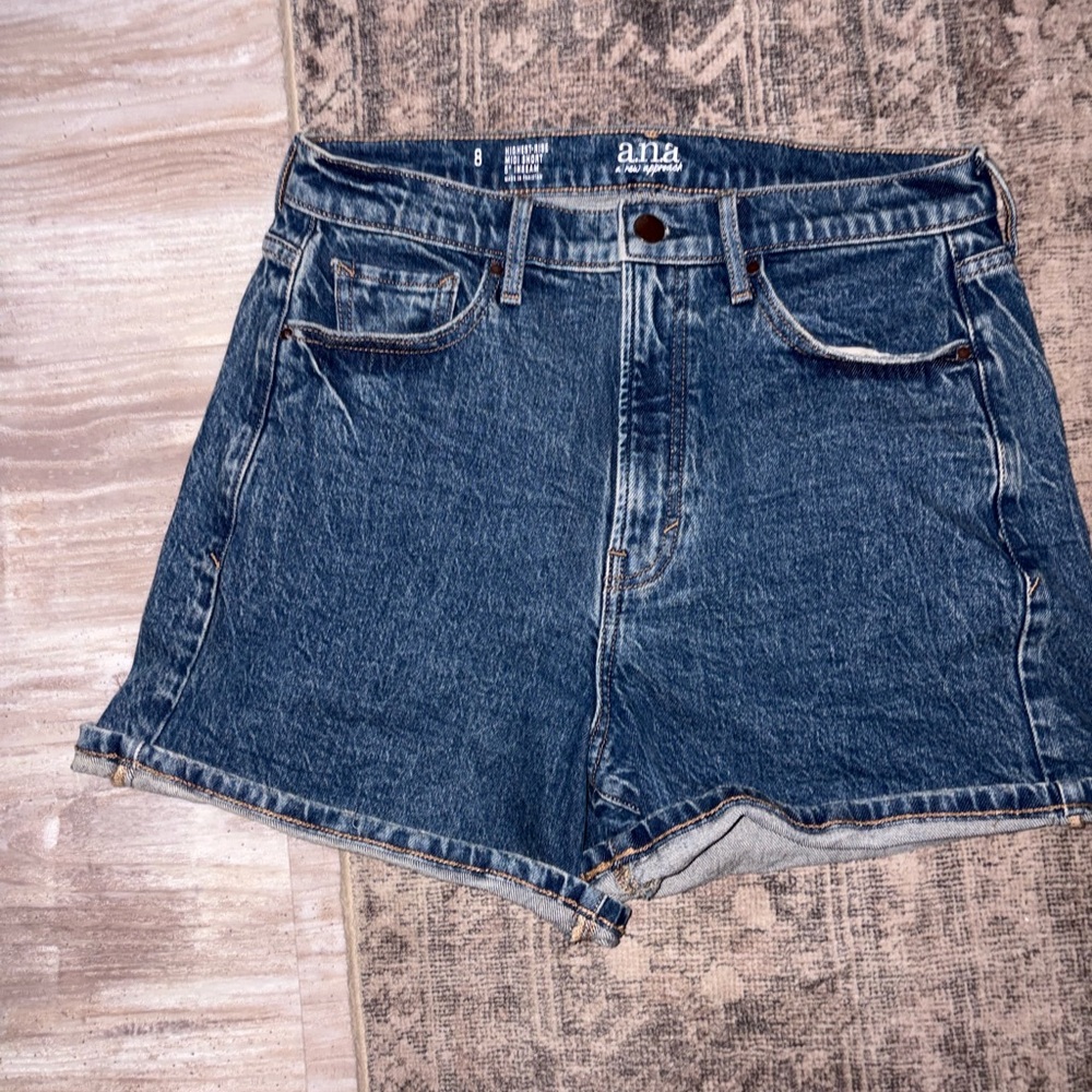 Dark denim high rise mom shorts - Ana brand